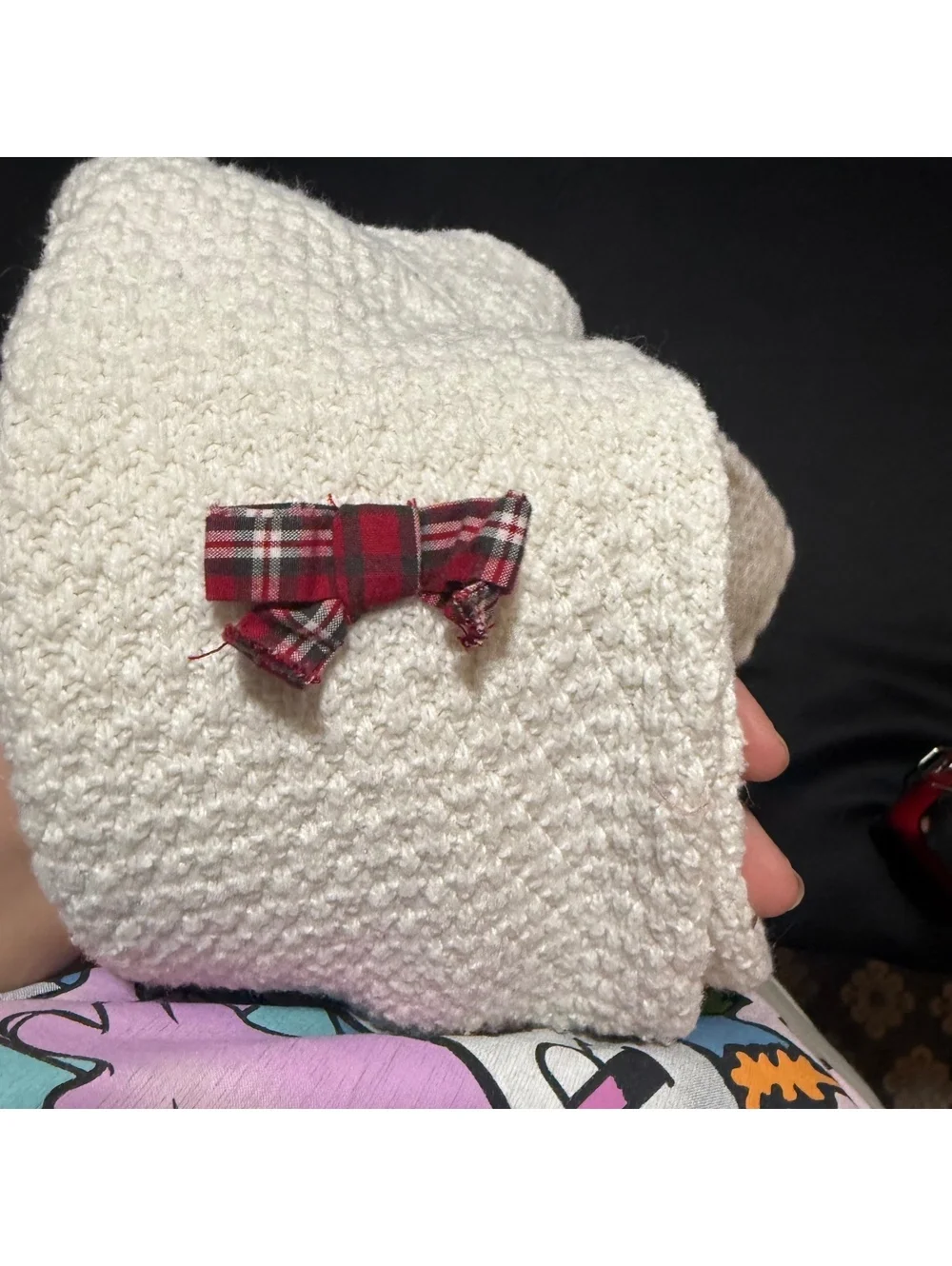 Carter's 18M Cream Knit Baby Romper with Plaid Bows